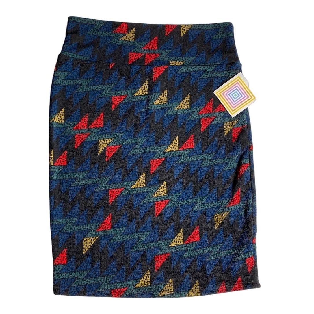 Affordable LulaRoe Cassie Pencil Skirt Blue Geo Pattern