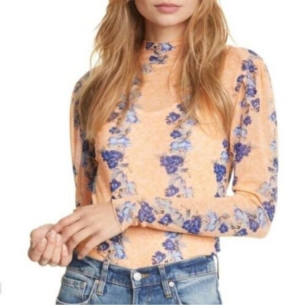 Comfortable LIKE NEW FREE PEOPLE AMBER FLORAL MESH TOP 