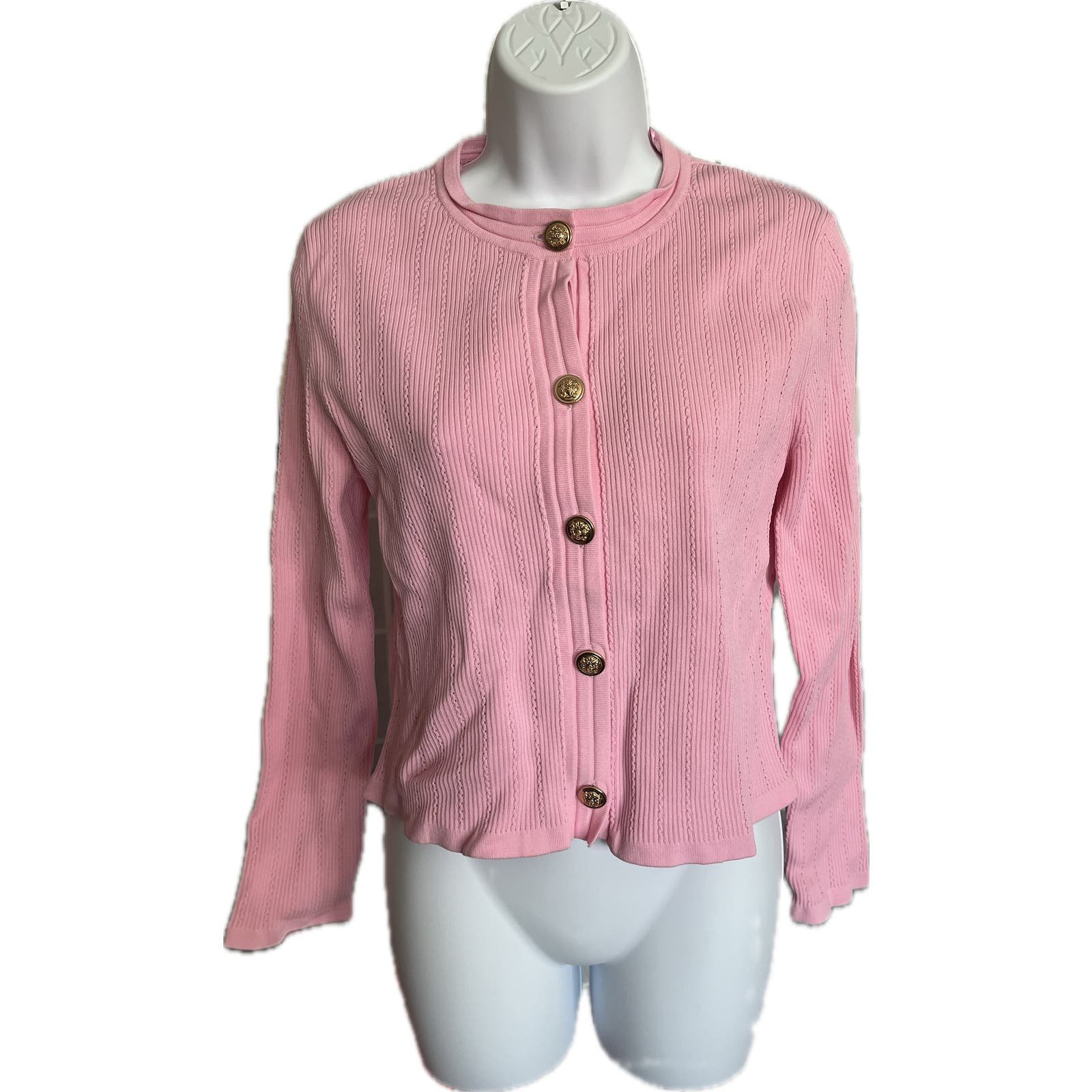 Exclusive Zara barbie baby pink ribbed cardigan gold buttons XL NWT OdJe1NqFt US Outlet