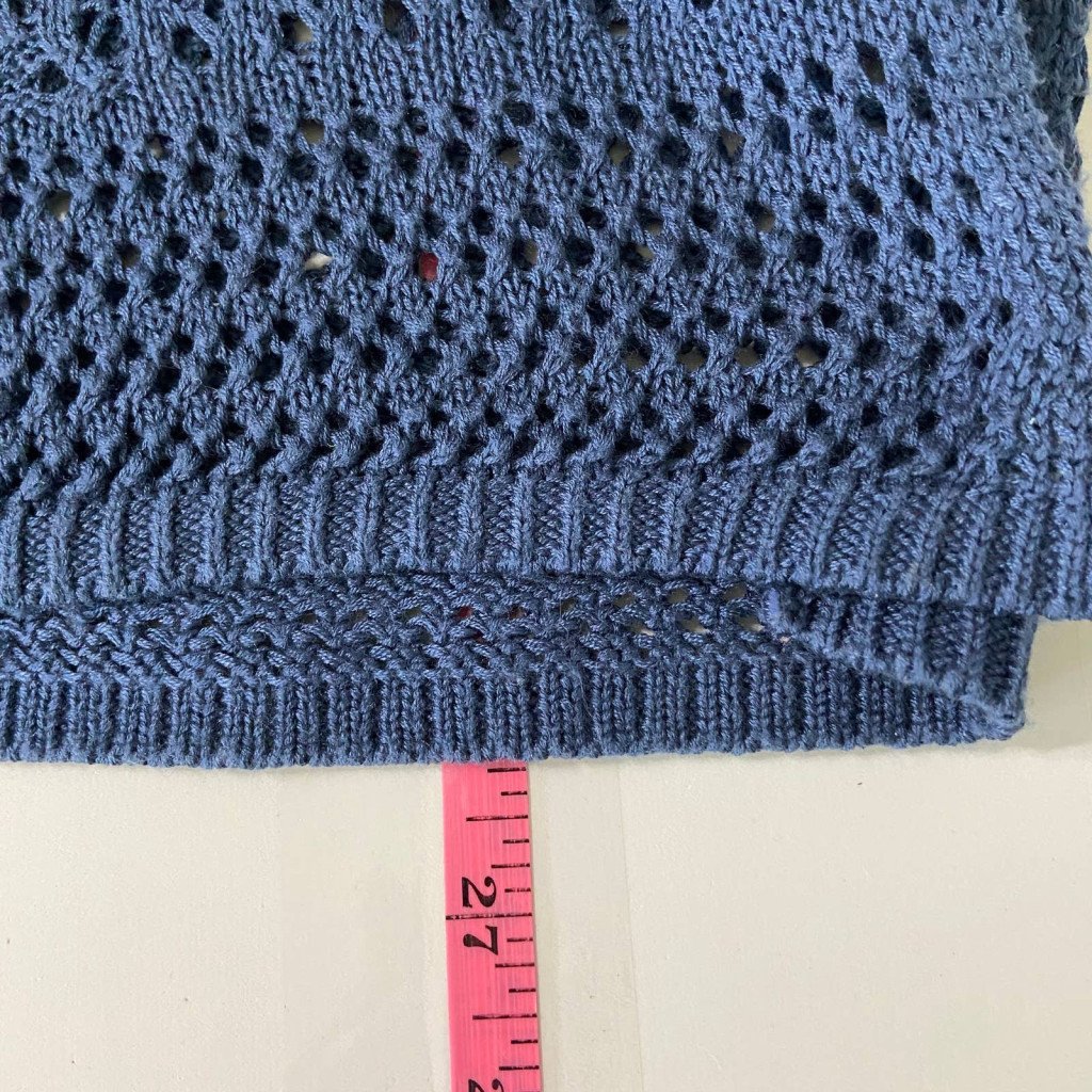 reasonable price Chico´s Women´s Crochet Knit Sweater Size 8-10 Blue 3/4 Sleeve V-Neck OqcTlDBUO Fashion