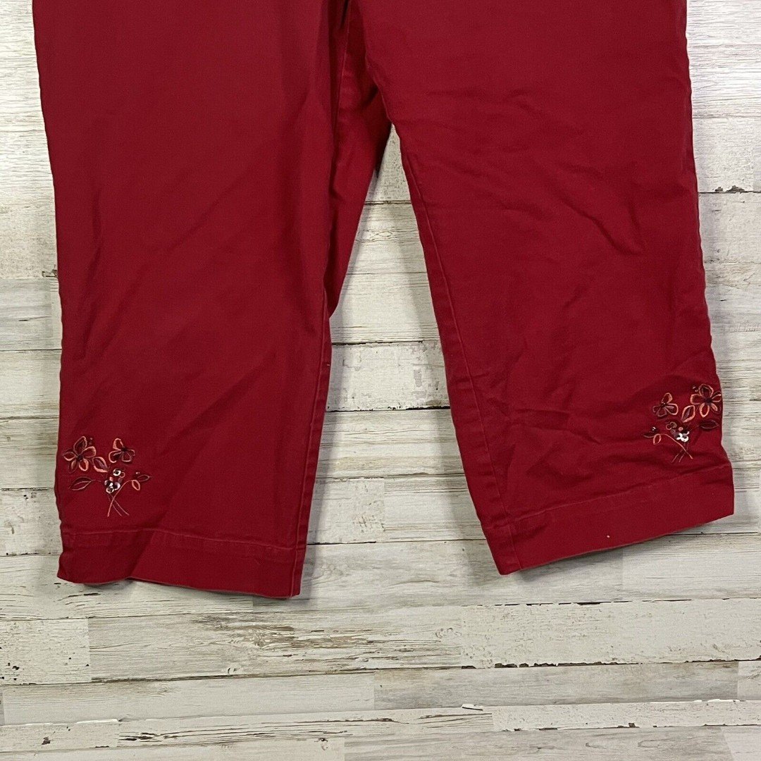 large selection Relatively Womens Cropped Pant Red Embroidery Details Size 14 orOA9tOBz Online Shop