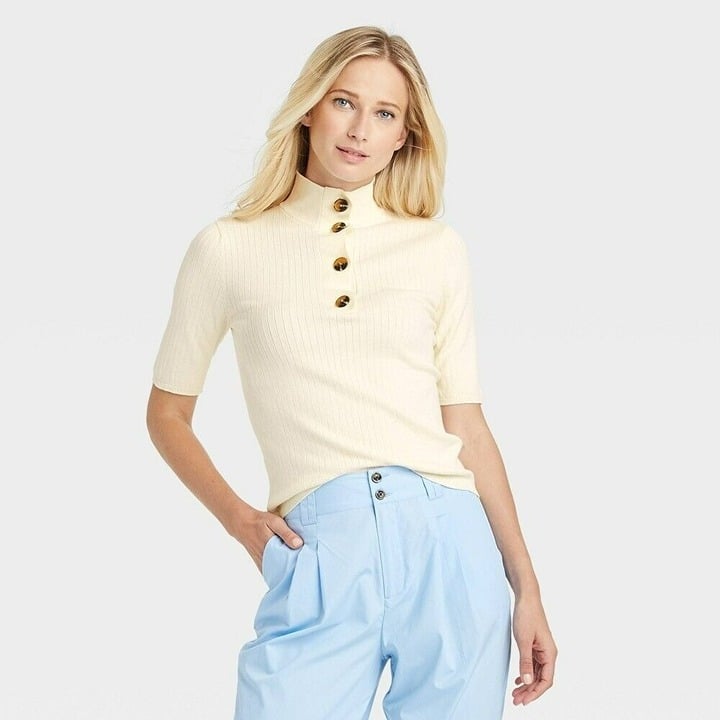 Beautiful Women´s Mock Turtleneck Pullover Sweater - Who What Wear Cream M, Ivory Nge3rhguJ on sale