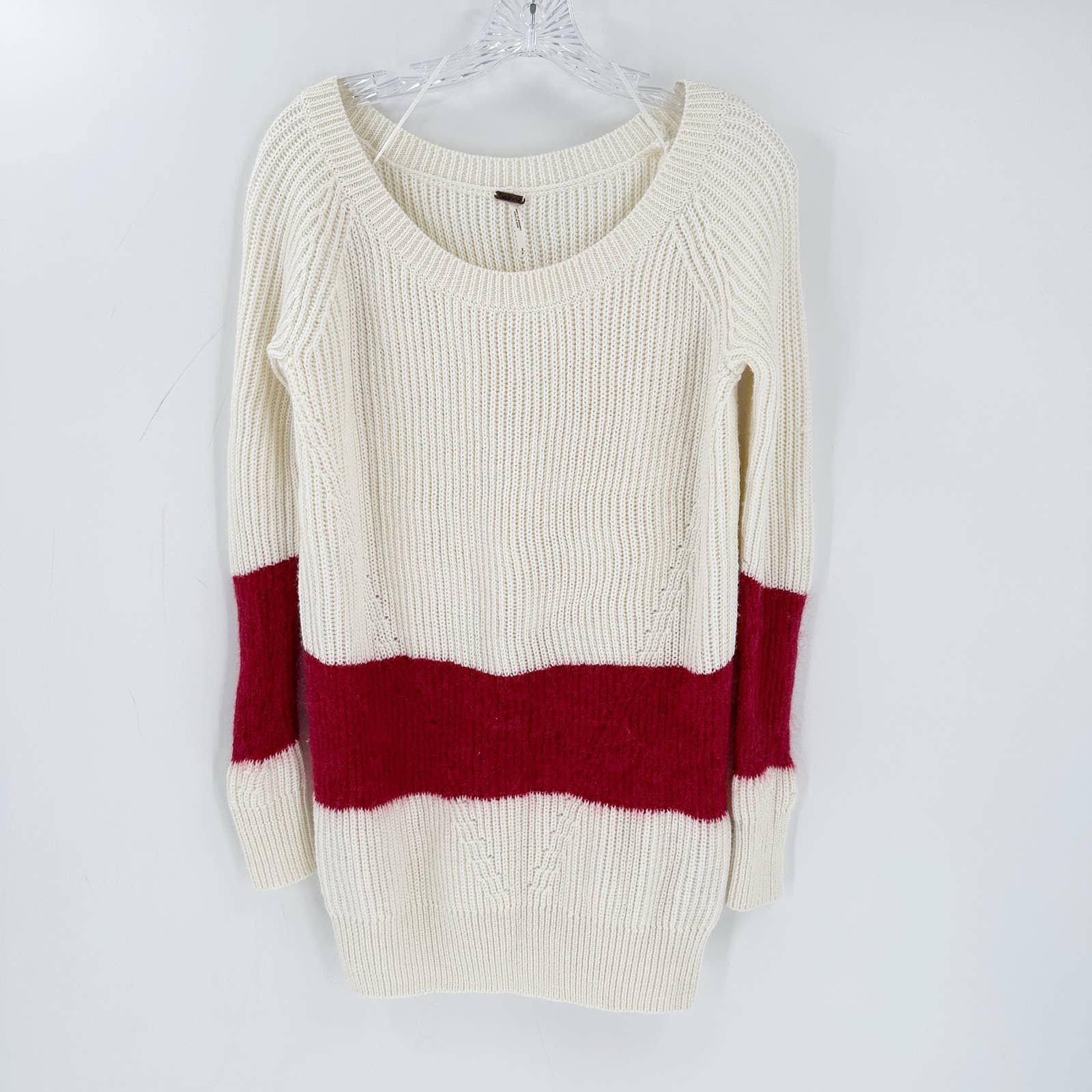 Simple Free People Cream Color Block Wool Blend Pullover Tunic Sweater Women´s Small gz5EBPLBe Novel 