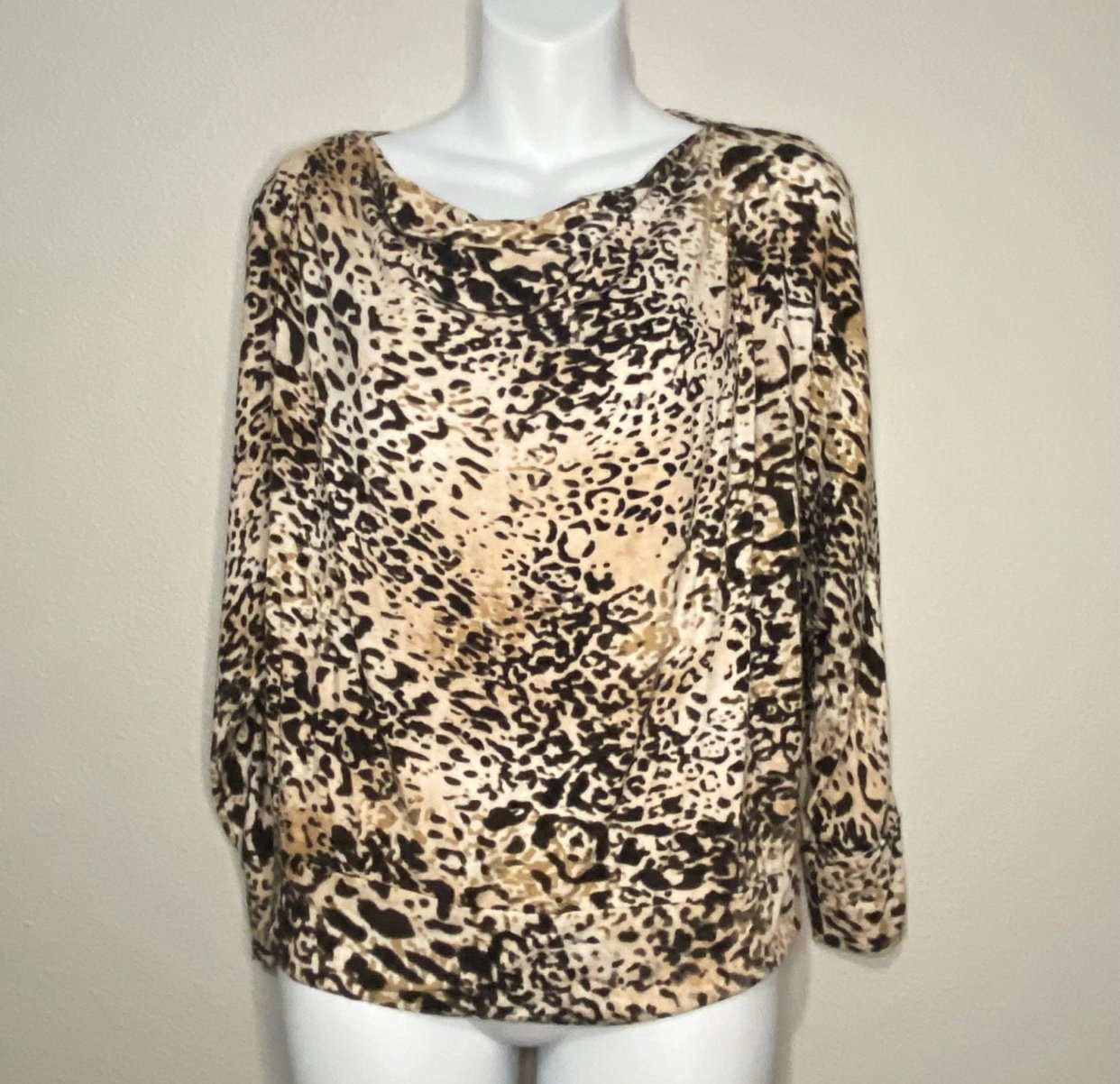 Wholesale price Investments Cheetah Print Cowl Neck Top