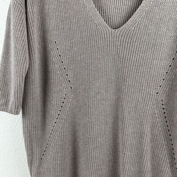 Comfortable Express Women´s Size S Beige Knit Tunic Sweater Short Sleeve Vneck Relaxed Fit lsnDvkzot Fashion
