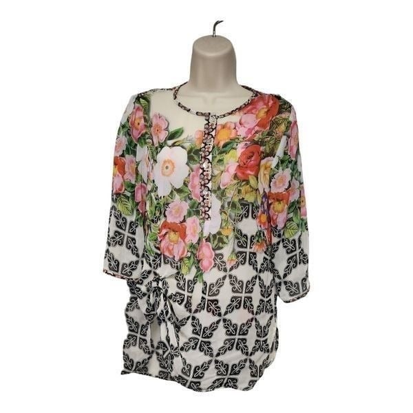 Simple Soft Surroundings Multicolor Floral Print Long Sleeve Button Down Tunic M GYHWMy4fO Low Price