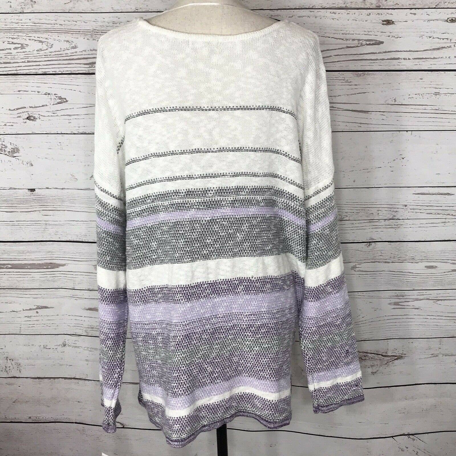 the Lowest price Style & Co Small Sweater Long Sleeve Stretch Scoop Neck Hi-Low Striped Purple nkPuTIxF5 US Outlet