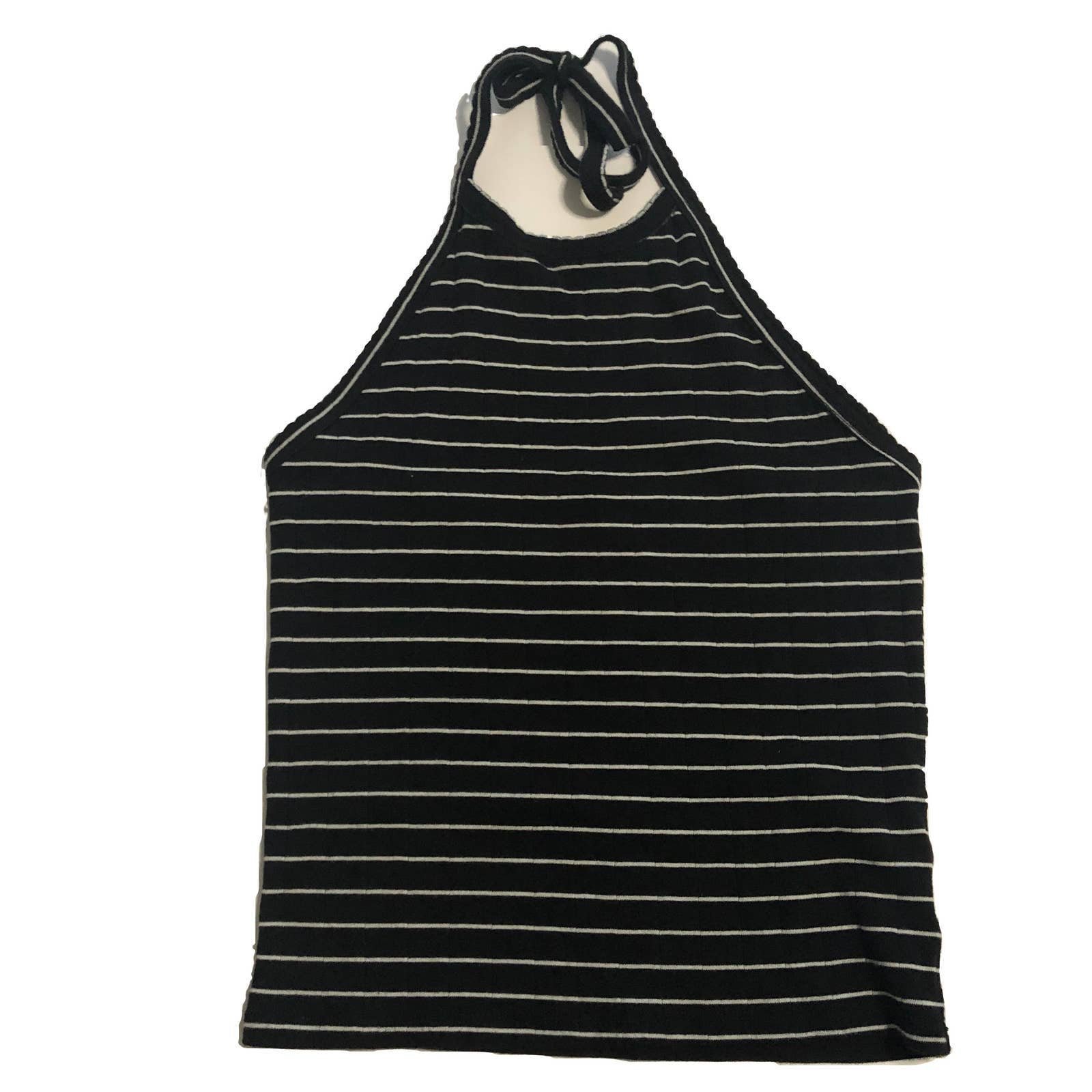 cheapest place to buy  AEO B/W Striped Halter Crop Top 