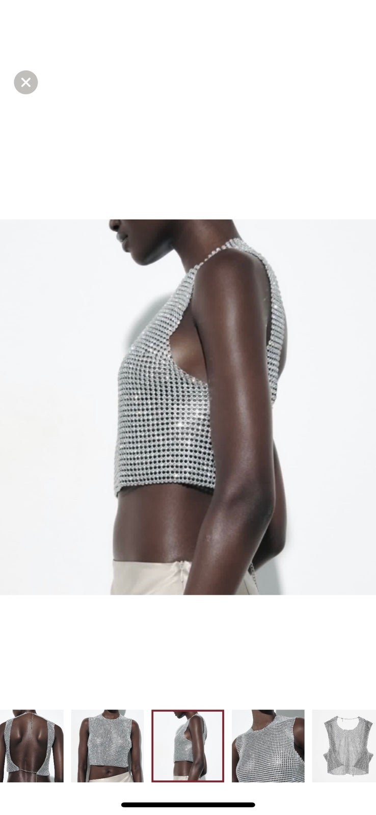 Gorgeous Zara Silver Open Back Rhinestone Top Sz M One Size Fits Most omJSgOAoj on sale