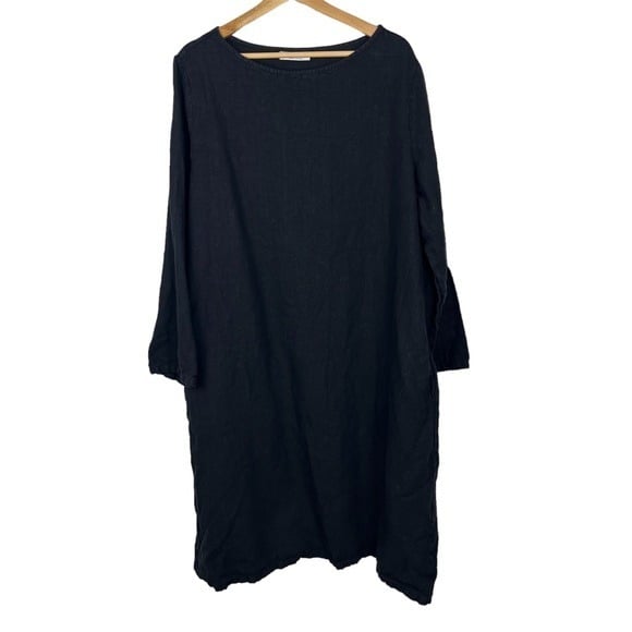 Simple Bryn Walker Black High Neck Heavy 100% Linen Long Lagenlook Dress Size Large NPLHdVeyp just buy it
