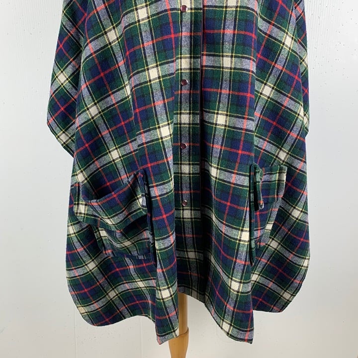 Affordable Vintage Hand Made Wool Plaid Poncho One Size Hood Snap Front Fully Lined Tartan gUD7FvQXr just for you