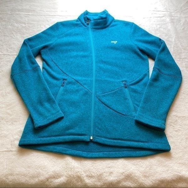 Cheap Orage Blue Front Zip Knit Fleece Jacket Size Larg