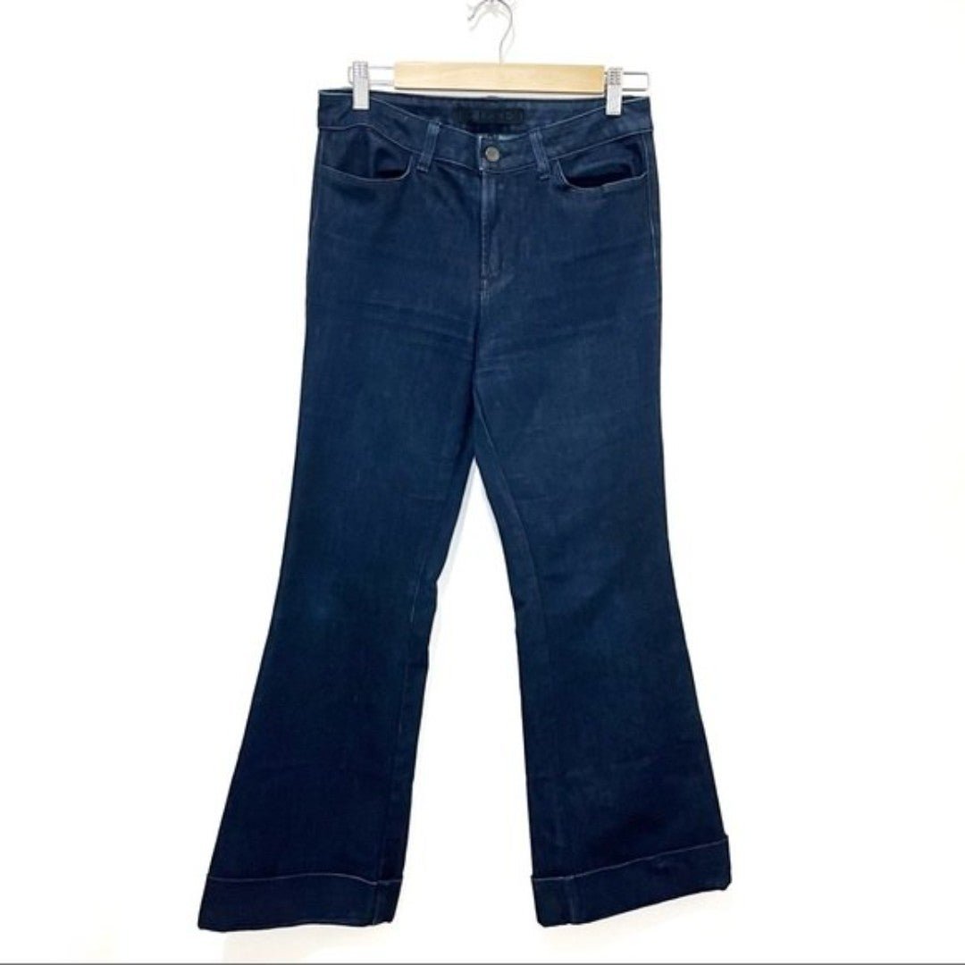 Nice J. Brand Women High Rise Indigo Cuffed Flare Jeans