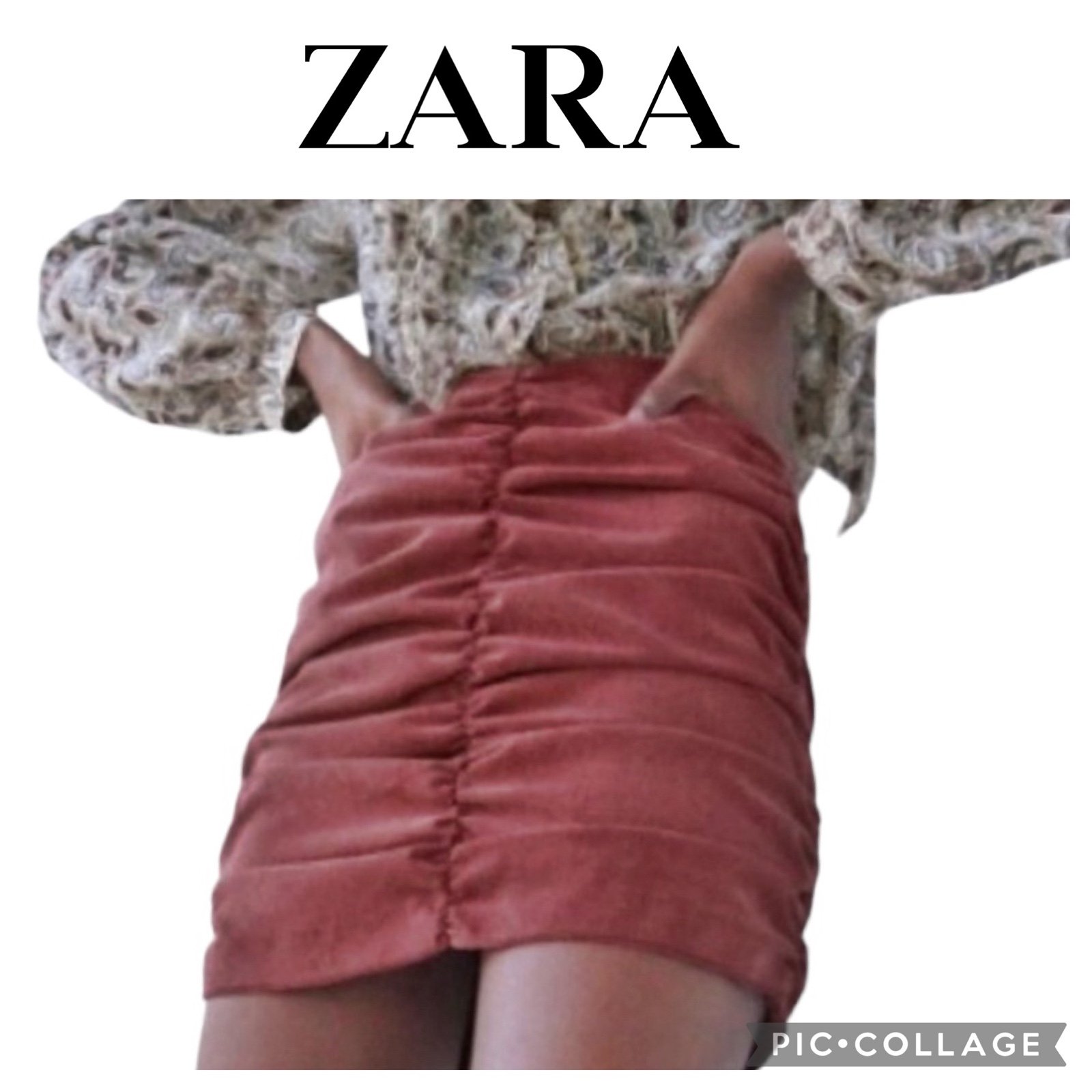 Affordable ZARA Ruched corduroy Mini skirt Burgundy Win