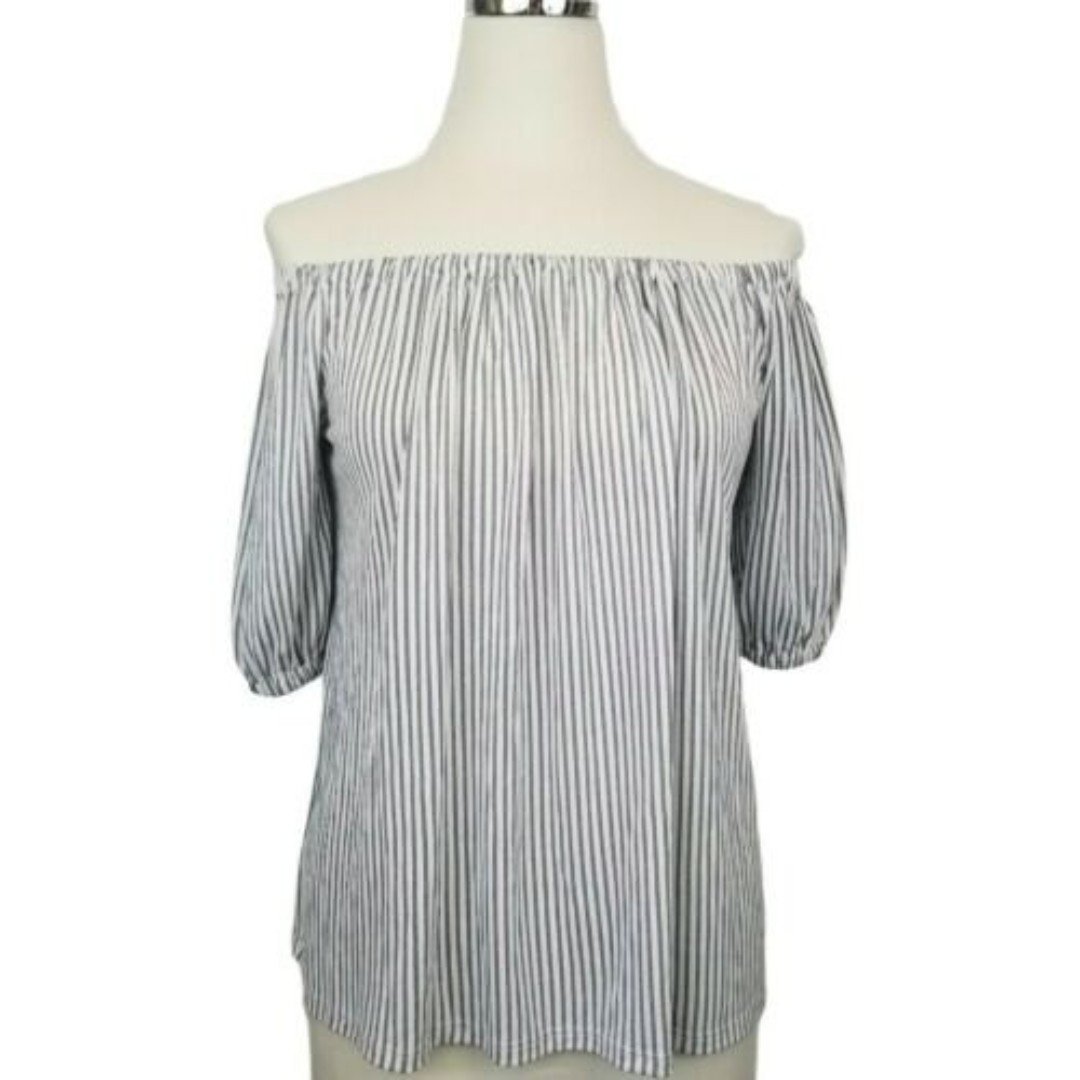 Wholesale price Loft Off the Shoulder Navy Blue and Whi