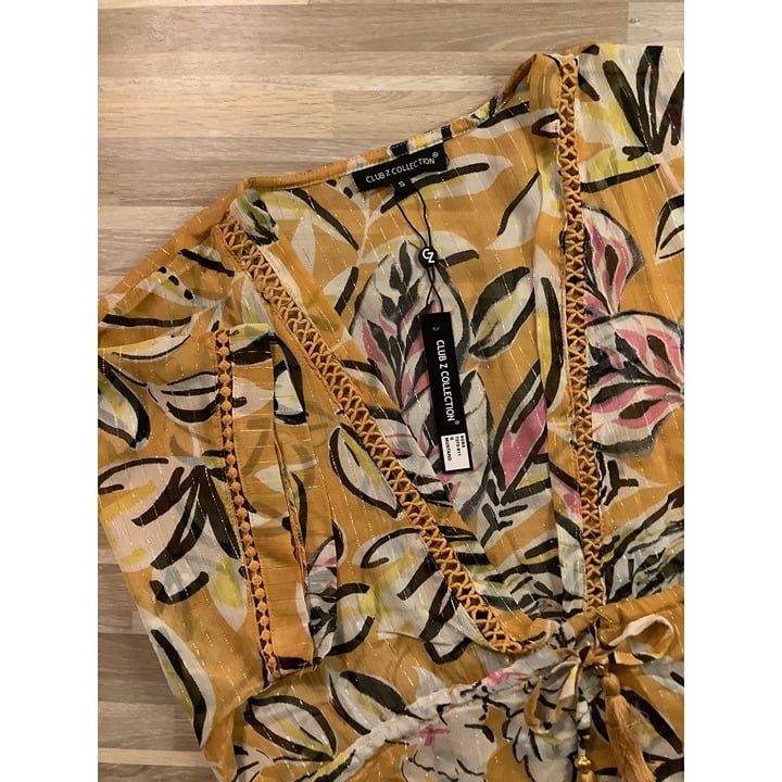 Comfortable NWT Club Z Collection Women´s Yellow/Floral Kimono Cover Up, Size Small Iy1HvCzjc Novel 