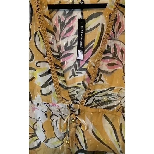 Comfortable NWT Club Z Collection Women´s Yellow/Floral Kimono Cover Up, Size Small Iy1HvCzjc Novel 