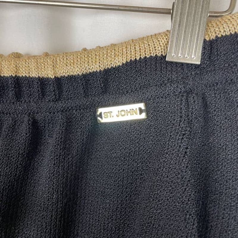 Beautiful St. John Sport Wool Blend Elastic Waist Black Gold Knit Pants High Rise S JxsJ5nKZi Buying Cheap