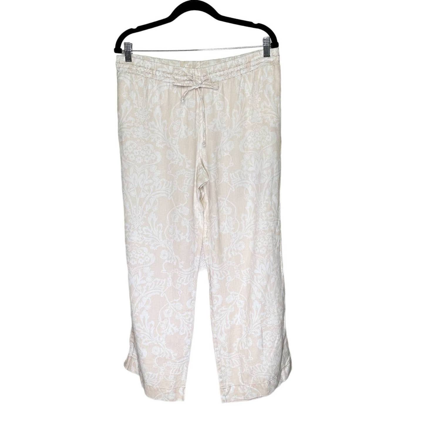 Elegant INC International Concepts Beach White & Cream Linen Wide Leg Pants Size 14 n2fwGkyJH best sale
