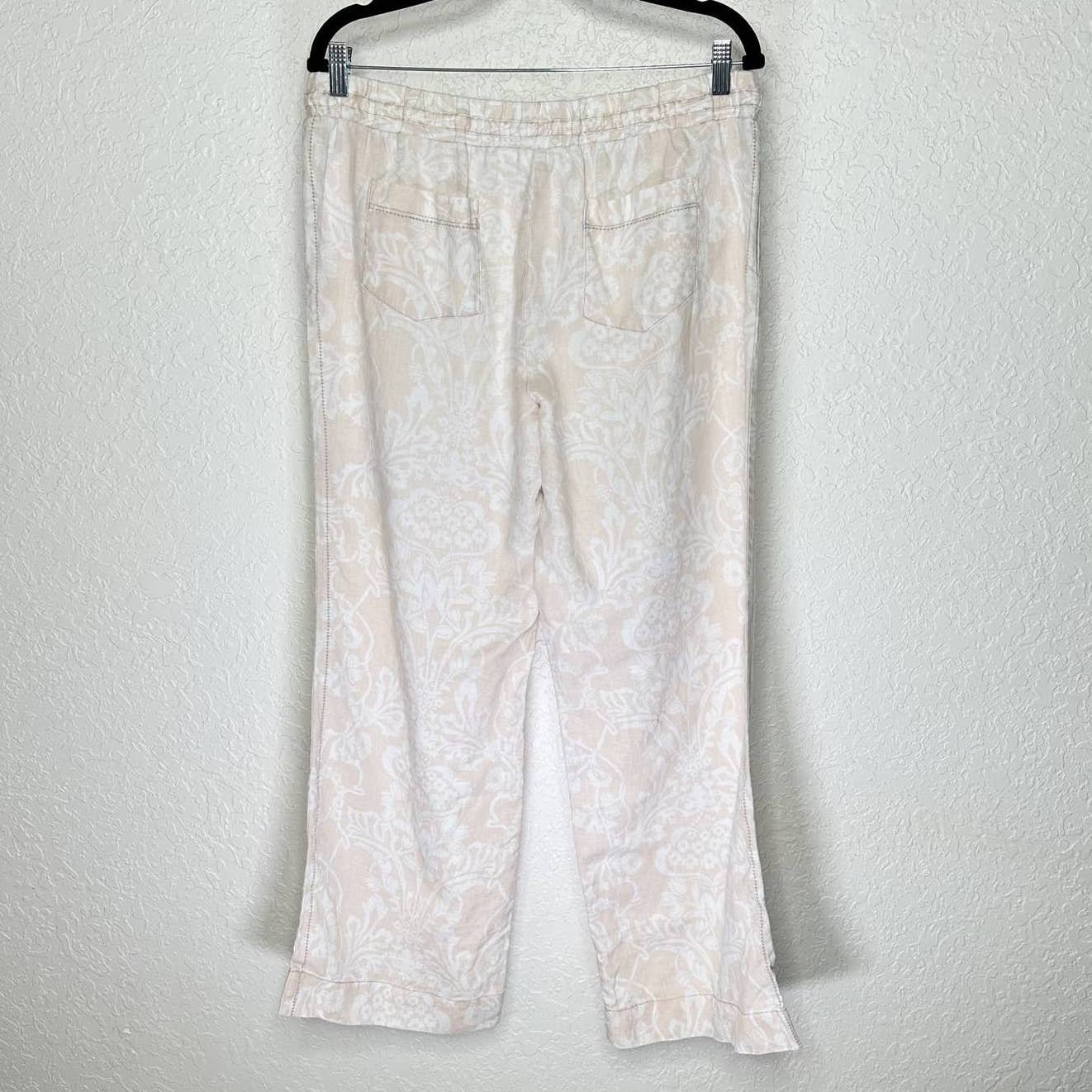 Elegant INC International Concepts Beach White & Cream Linen Wide Leg Pants Size 14 n2fwGkyJH best sale
