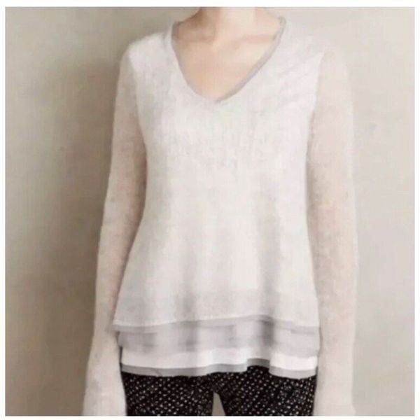 Simple Anthropologie KNITTED & KNOTTED Alessia Alpaca Blend Layered Sweater V-Neck XS lOMbl8mp1 hot sale