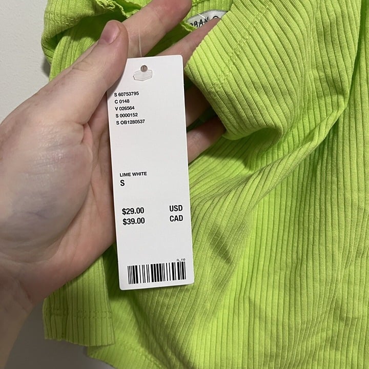 Great Urban Outfitters NWT Neon Green Ribbed One Shoulder Crop Top Size Small NZ4ntzAHl New Style