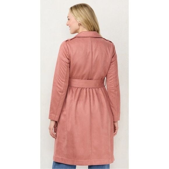 Factory Direct  NWT LC Lauren Conrad Faux-Suede Trench Coat Mauve Pink Size XL jElB473N7 hot sale