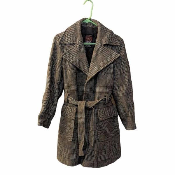 Special offer  Vintage 1980s Elli Modes Western Germany Plaid Wool Coat 15/16 OyK9NQbwt Discount