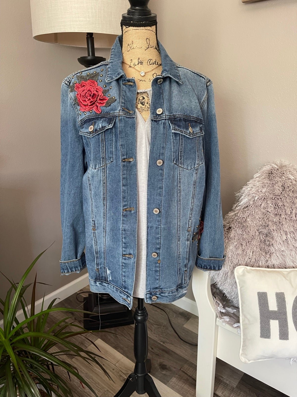 cheapest place to buy  Stylish embroidered Jean Jacket!