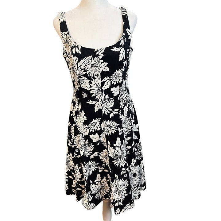 good price Jones Wear Dress Black and White Floral Sleeveless Size 8 mIOHPB7oG for sale