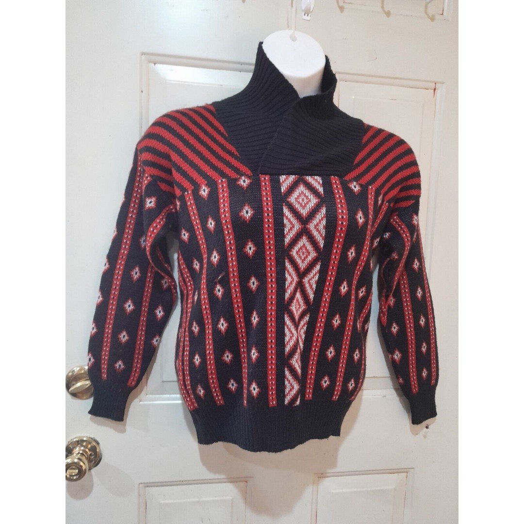 Custom Vintage Esprit Sweater, Graphic, Red/Black Women