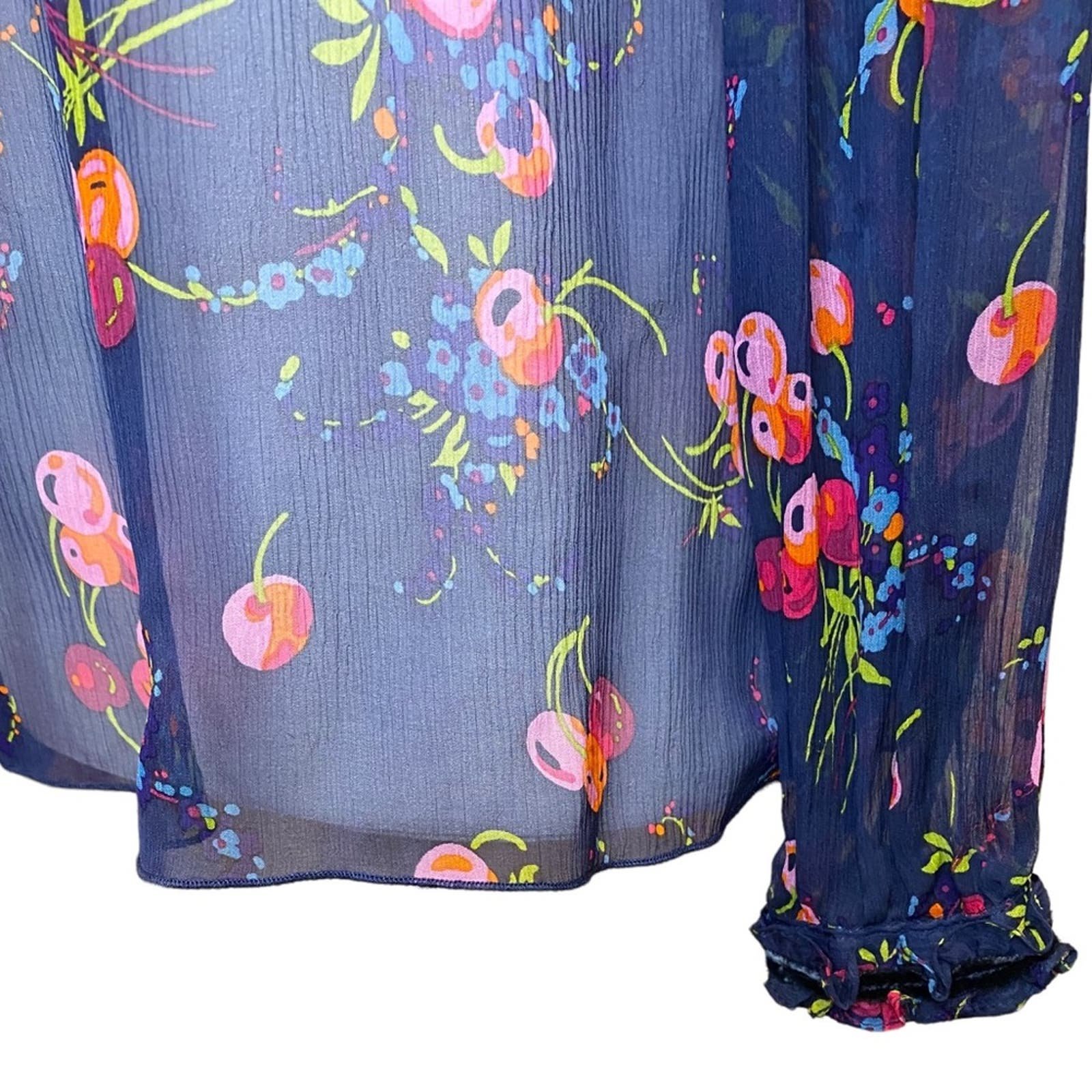 Custom ANNA SUI 100% Silk Sheer Floral Babydoll Blouse Size 0 (XS) KwW9YBIZ9 outlet online shop