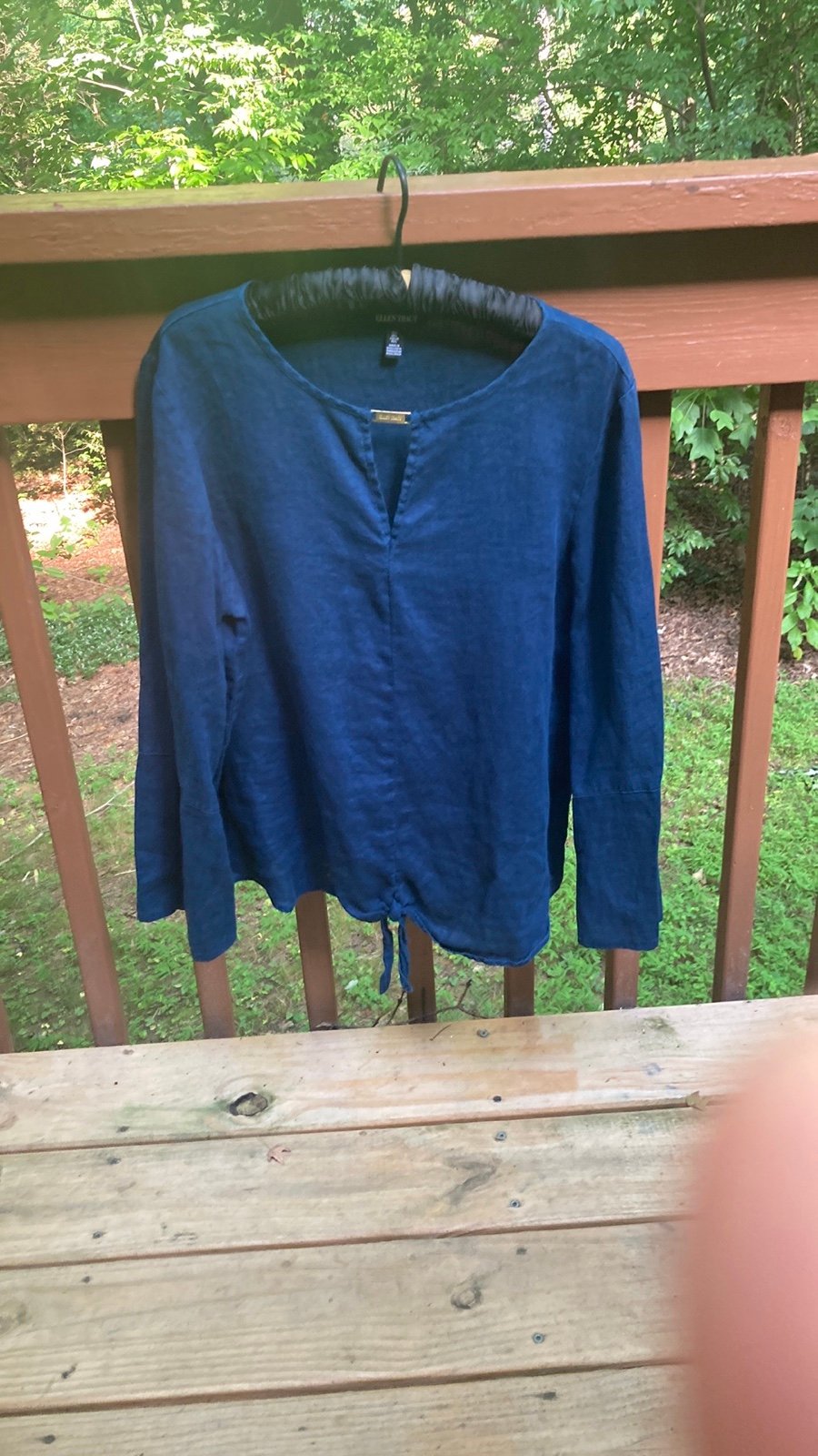 Popular Ellen Tracy linen blue pullover blouse GTnSzZlT