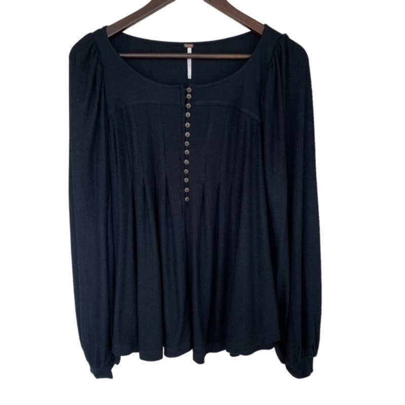 Fashion Free People Black Baby Doll Style Blouse - Smal