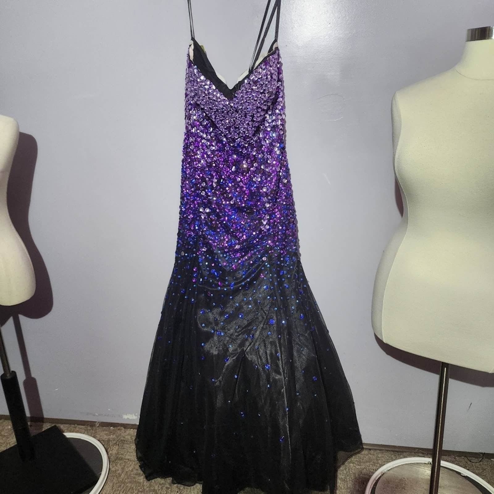 good price Renaissance collection purple embellished ombre formal maxi dress plus size 16 m2HFDjR7S best sale