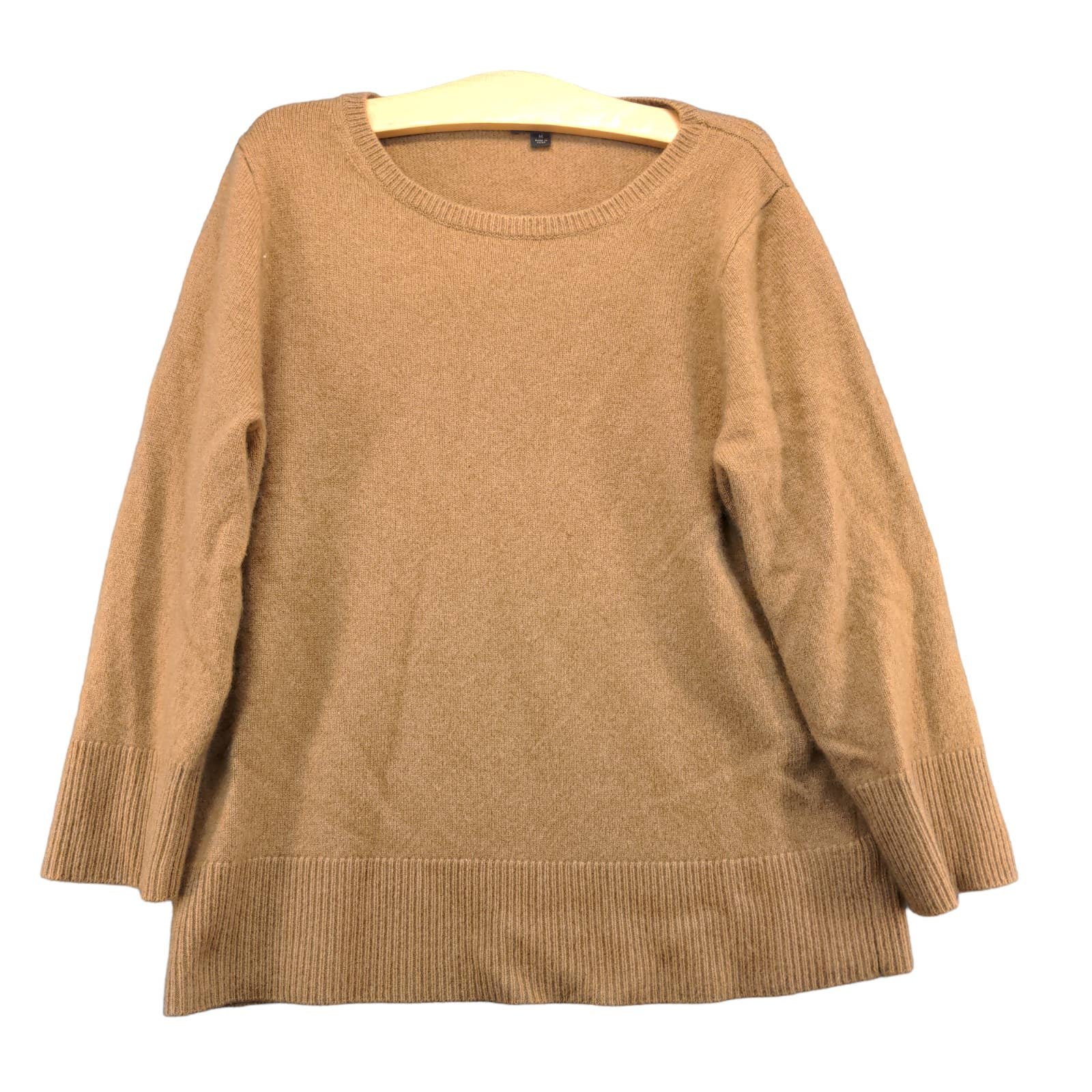 Affordable J. Crew Women´s Pullover Knit Sweater Brown Medium Ribbed Hem Wool Cashmere GvZU022sa Zero Profit 