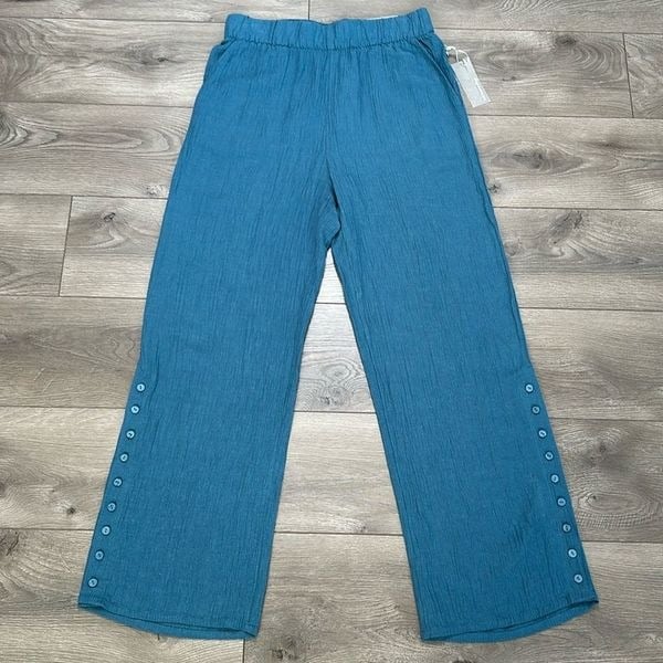 Gorgeous Soft Surrounds Wide Leg High Rise Blue Gauze Pants Size Medium gQU3ynnnV Great
