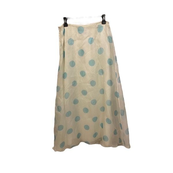 Elegant Yansi Fugal NWT Green Blue & White Silk Polka Dot Full Layered High Waist Skirt mD7SMu9dM Cheap