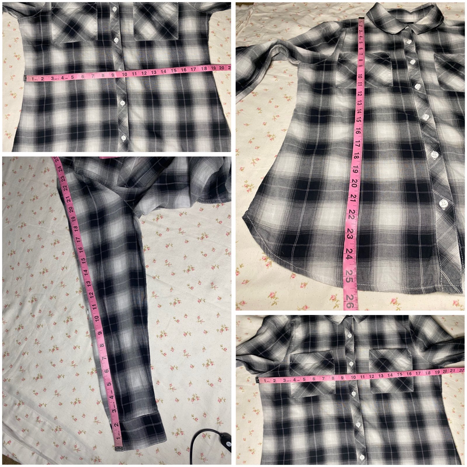 Affordable Grunge Tumblr Girl Women’s Black & White Button Down Plaid Long Sleeve Shirt p5eY8RIBg Wholesale