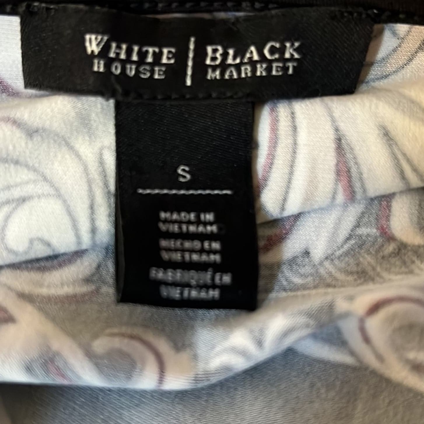 Popular White House Black Market 3/4 Sleeve Notch Neck Printed Tunic Size S o40hxdTDe Great