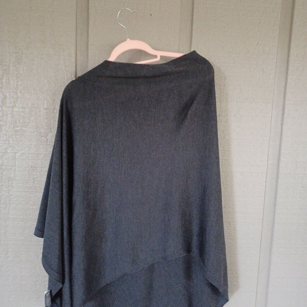 large discount Eileen Fisher Merino Wool Poncho Cape Button Asymmetrical In Charcoal Size OS PIdWa5LXu best sale