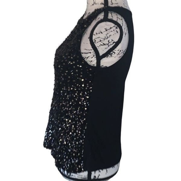 reasonable price LOFT sequined black & gold tank Sleeveless night out top XSP PPeWzWUnk Factory Price