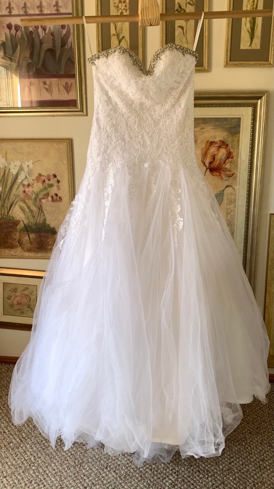 the Lowest price white lace strapless ball gown wedding