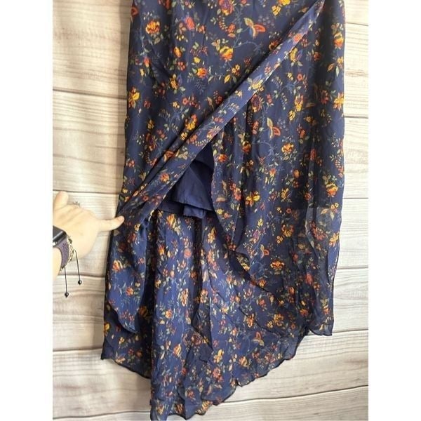 Personality Madewell Floral Skirt Hi Lo Wrap Navy Blue Flowers Sz 6 LLnNSAW3W Factory Price