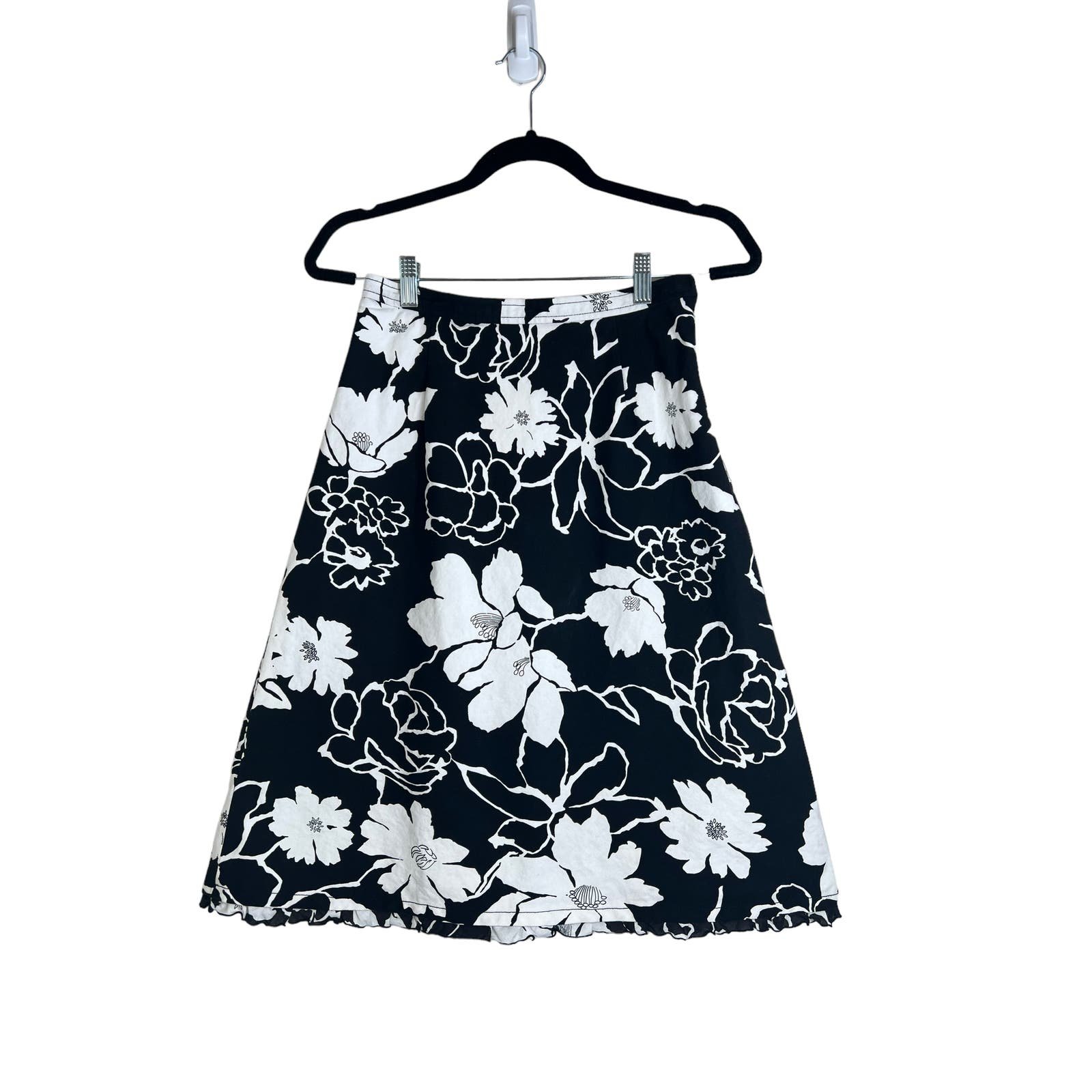 Comfortable Talbots Petites Women’s Black White Floral A-Line Skirt 4P FmtJsiF9k US Outlet