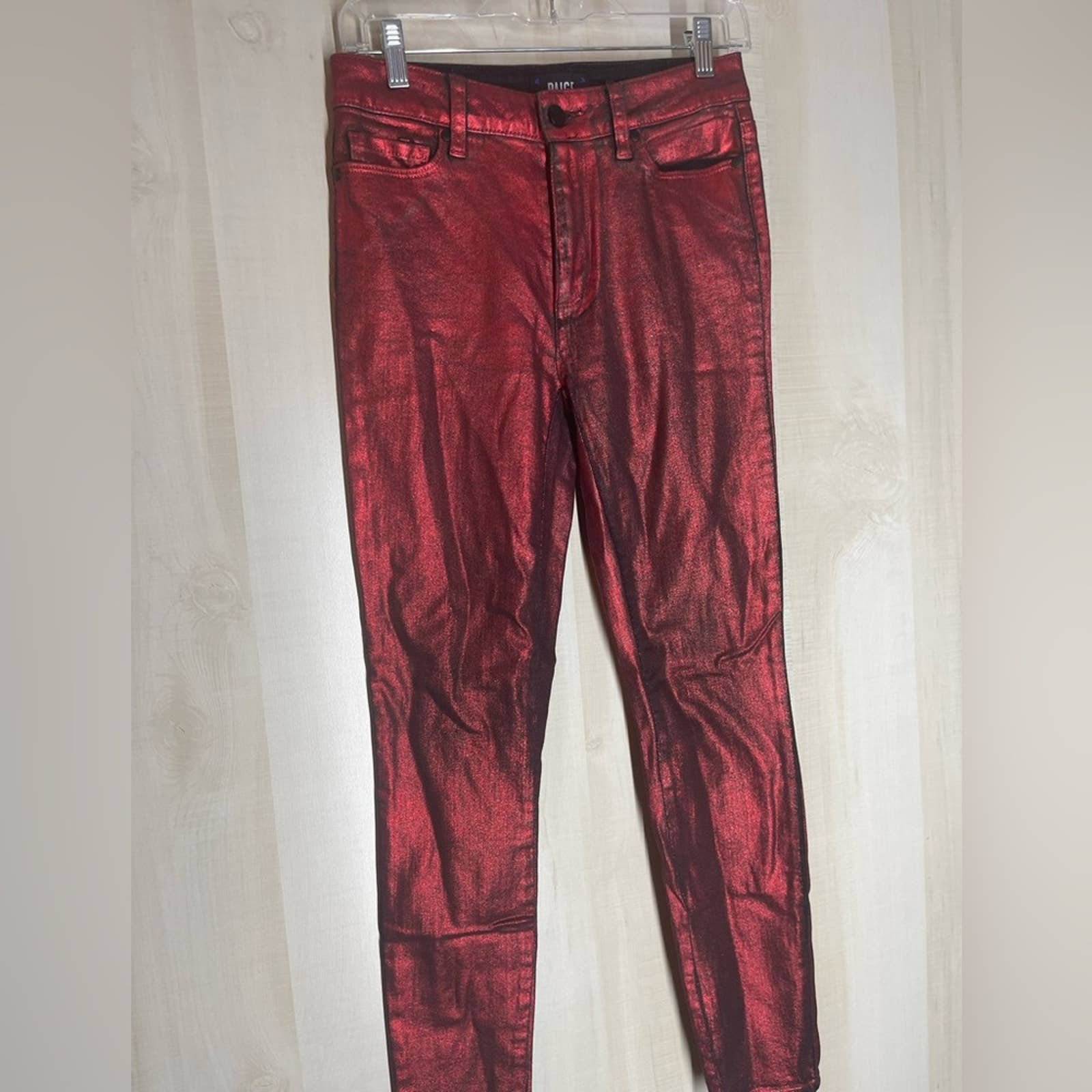 Simple Paige Hoxton Ultra Skinny red metallic jeans, si