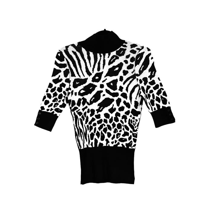 Comfortable Express Design Studio Black White Animal Print Sweater Size Small fVMq24nWO Store Online