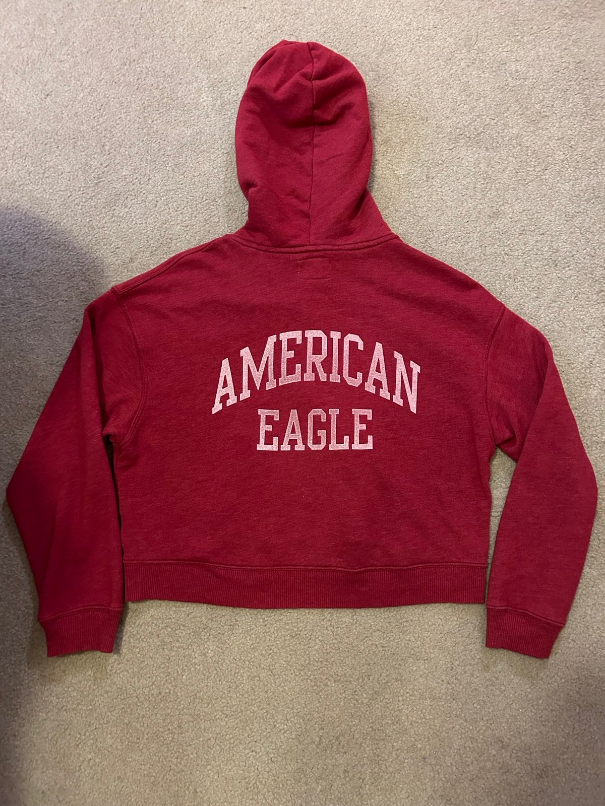 Classic American Eagle Women’s Red Cropped Full Zip Hoodie Sweatshirt K4h4YEumL Counter Genuine 