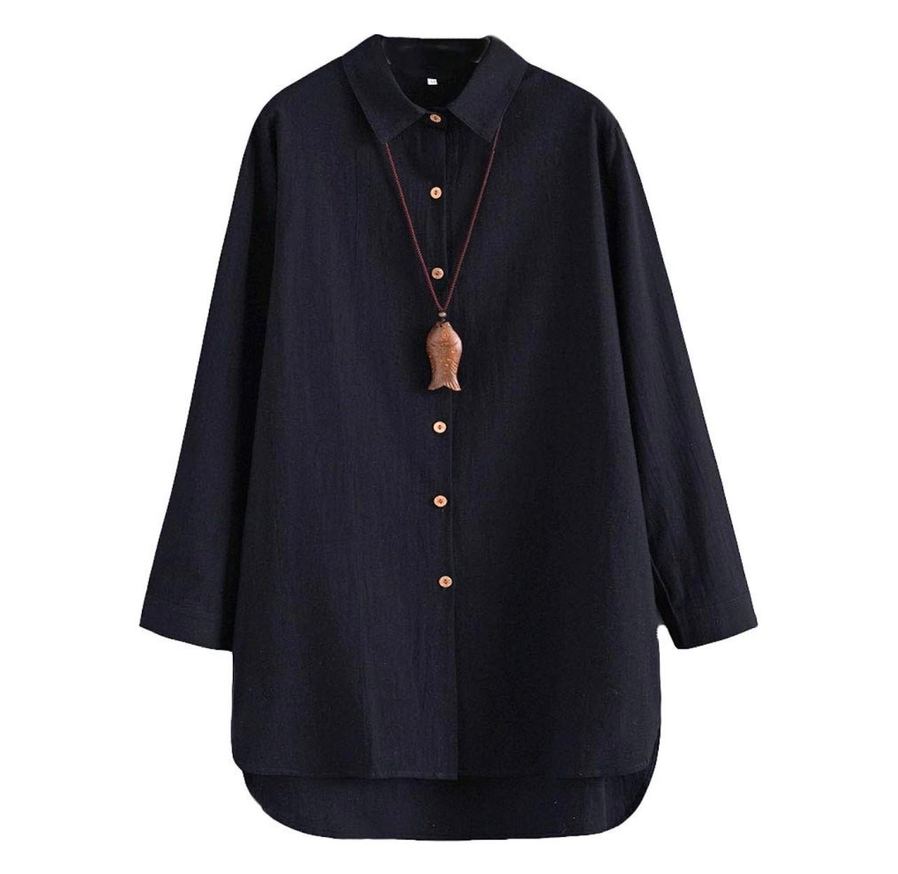 Elegant Women´s Long Sleeve Shirts Button Down Blouse Cotton Tunic High Low Tops OJUjetK3J Outlet Store