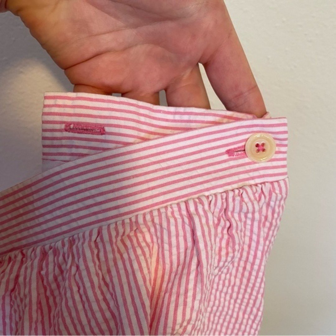 Buy Lilly Pulitzer Pink and White Striped Seersucker Mimosa Skirt w/Pockets IAjWc8JM2 Fashion